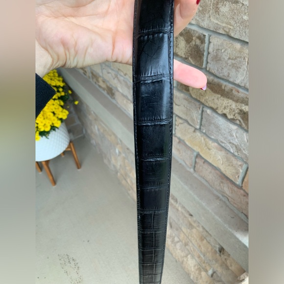 Vintage BRIGHTON ONYX Croc Embossed Leather Buckle Black Women’s Belt Size 42 - Picture 14 of 16